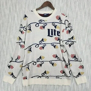 Lite Men's Sweater Size XL Holiday Light All Over Print Crewneck Pullover